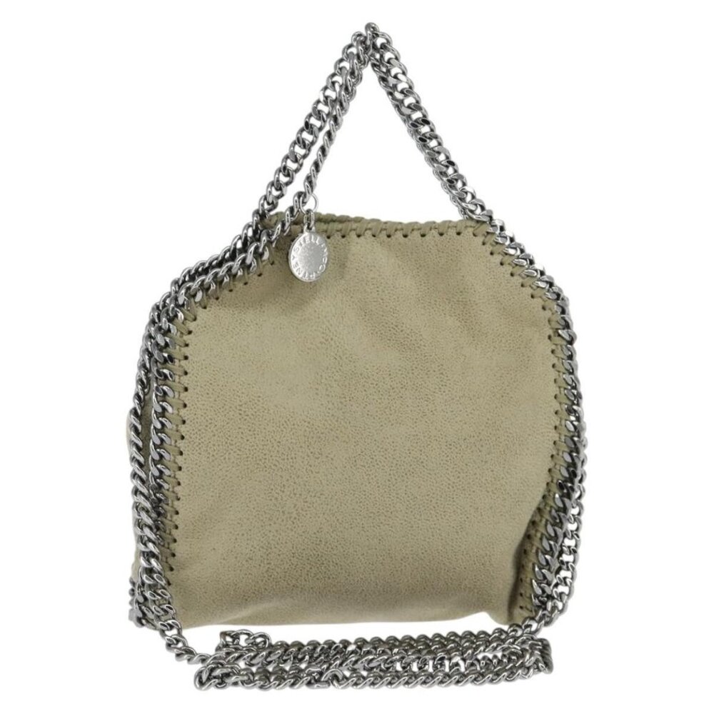Authentic Stella MacCartney Chain Falabella Bag polyester Beige Silver 391698